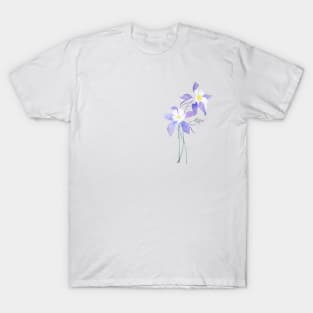 purple wild flower columbine flower watercolor T-Shirt